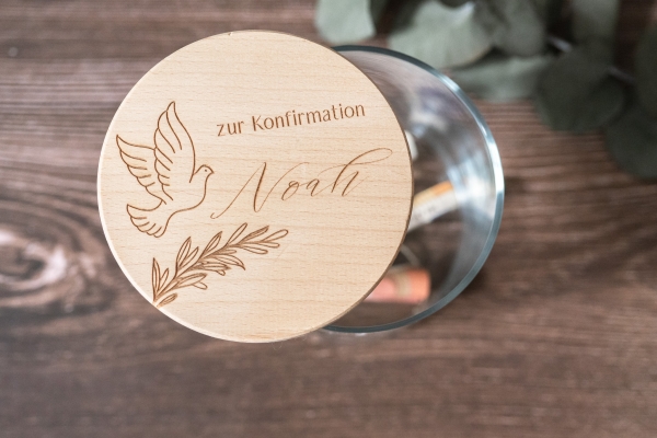 Vorratsglas Design Taube - Konfirmation / Kommunion / Taufe / Geschenkidee / Geldgeschenk / personalisiert